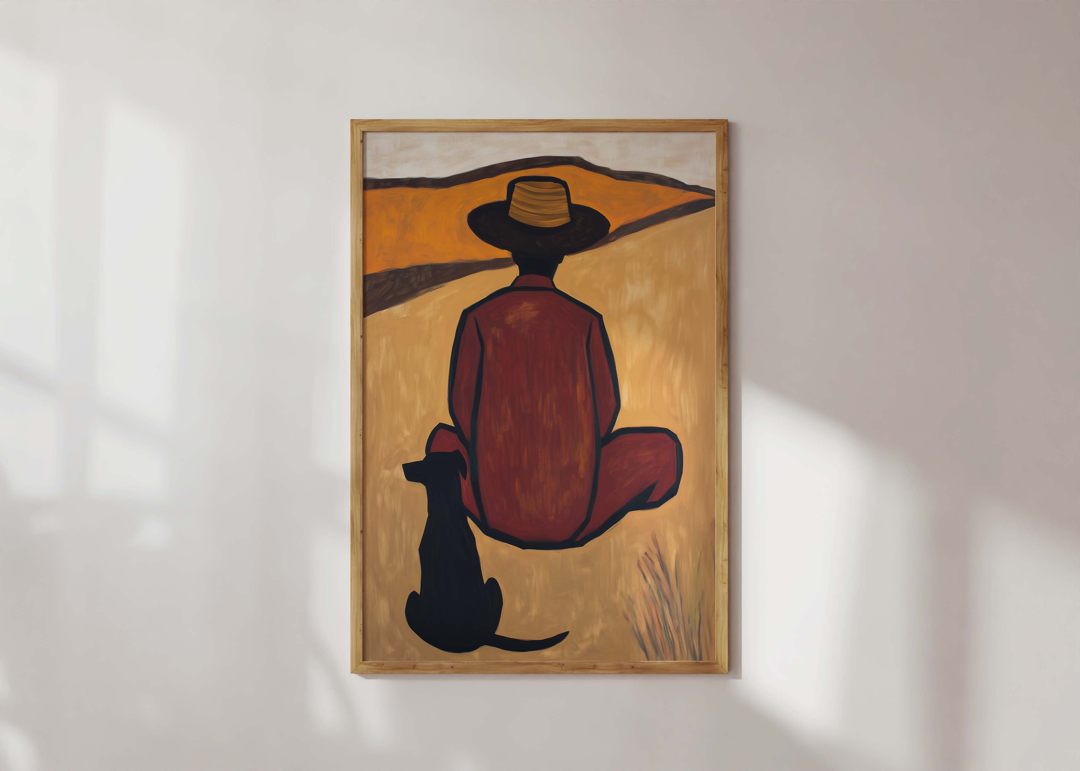 Abstract Man and His Dog  Art Print