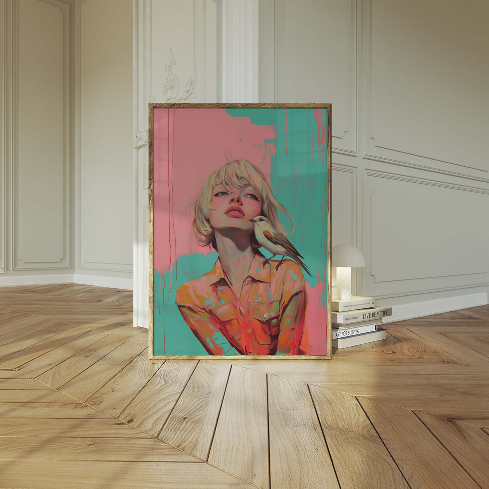 Thumbnail: Bird Illustration Vibrant Pink Expressive Portrait
