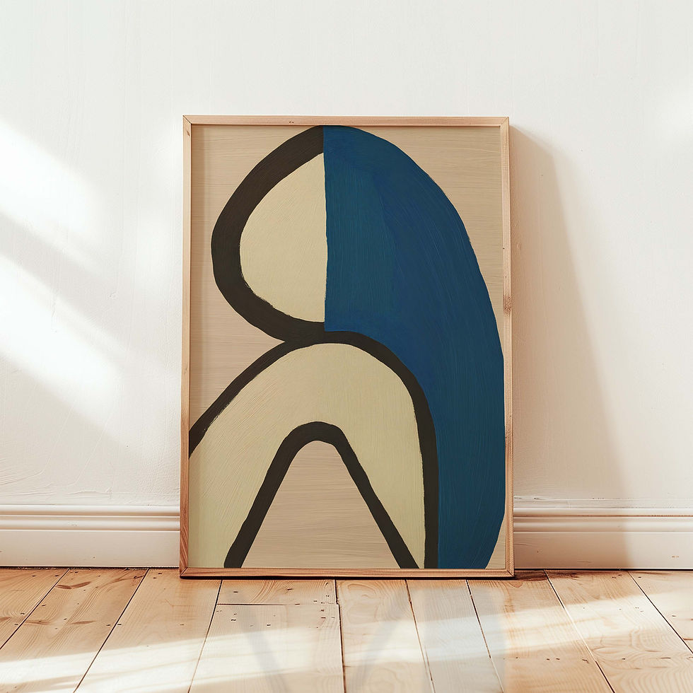 Thumbnail: Modern Abstract Wall Art Print – Japandi Minimalist Decor in Earth Tones