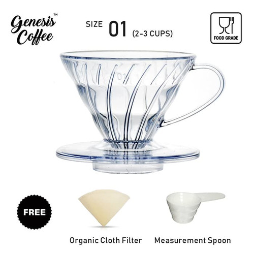 V60 Transparent 01 Free Filter Cloth and Coffee Spoon genesiscoffee