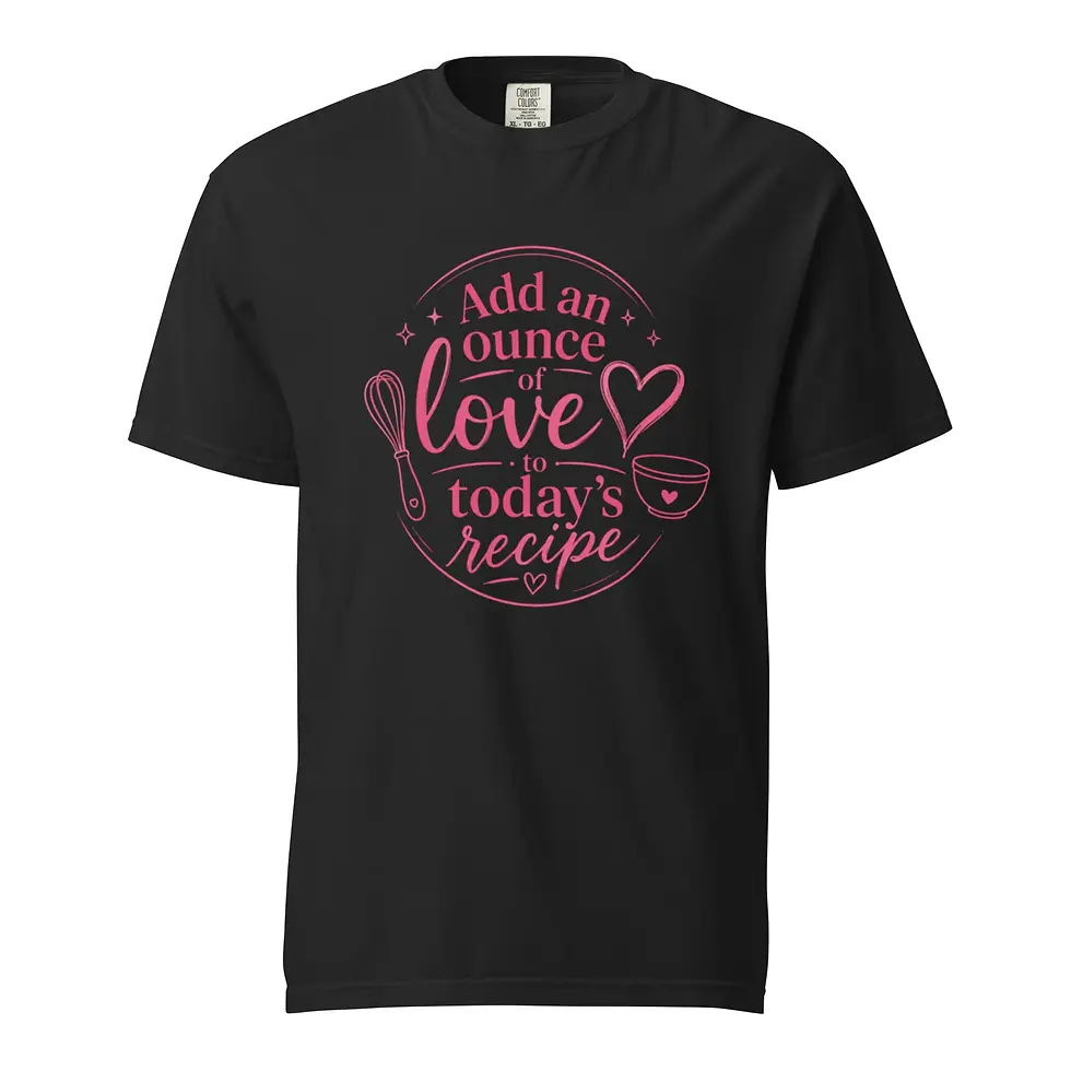 The Lazy Collection black t-shirt example with pink text