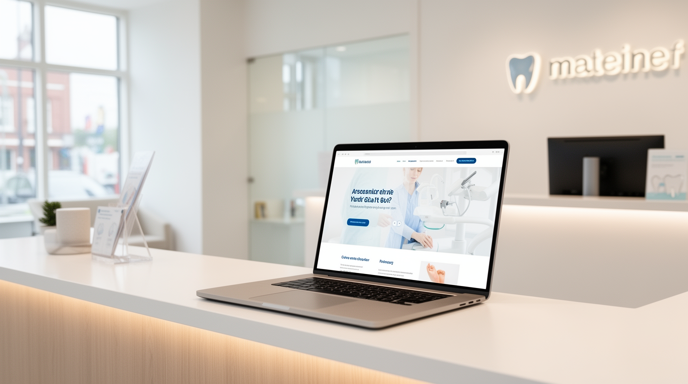 Professionele tandartspraktijk website bij moderne receptie