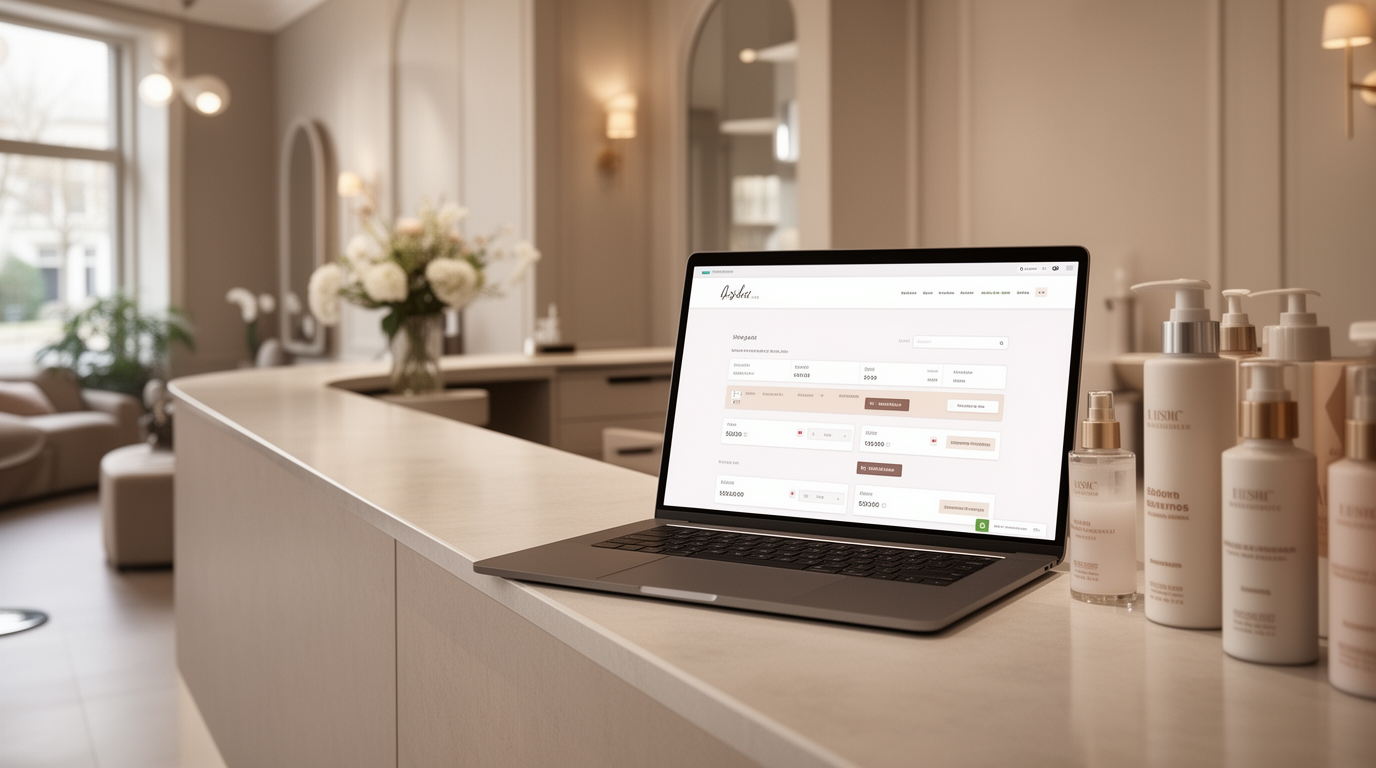 Elegante schoonheidssalon website met online boekingsinterface