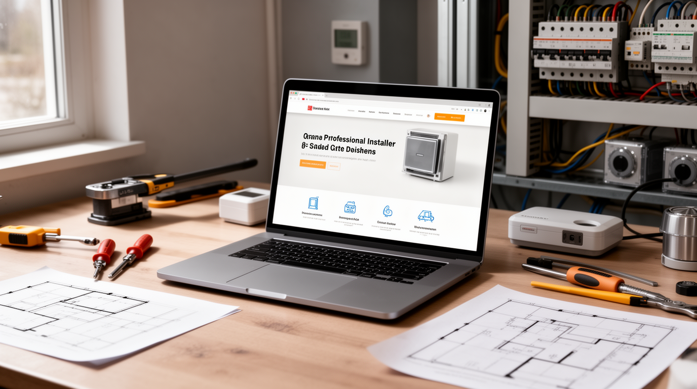 Professionele website voor installatiebedrijf naast technisch gereedschap