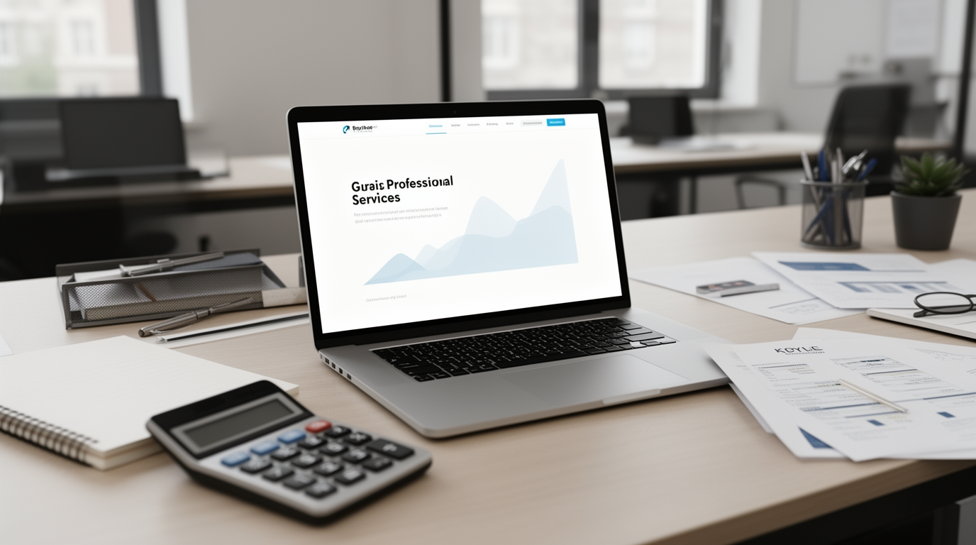 Professionele accountantswebsite in moderne financiële kantooromgeving