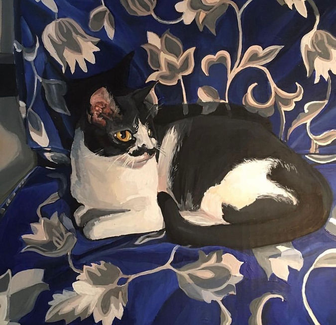 mau, tribute to a. feline sibling -painting by sahil betigeri