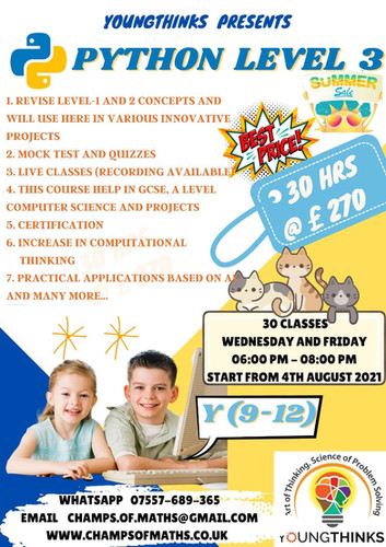 Python Level -3 (30hrs @ £270) | website