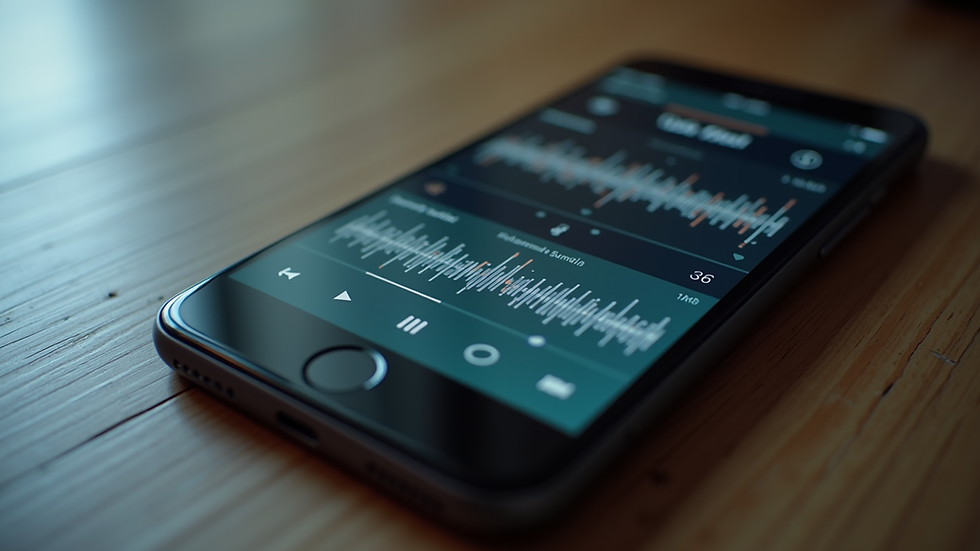 Close-up view of a smartphone displaying an audio summary interface