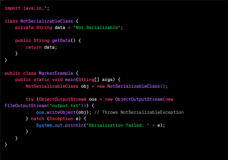 Java example demonstrating serialization