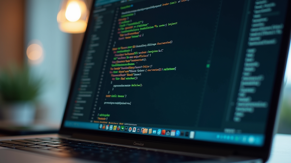 Eye-level view of a laptop screen showing code editor with algorithm problem