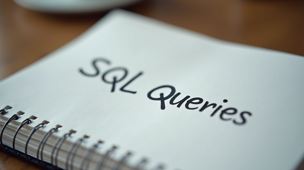 Close-up view of a notebook with SQL query notes