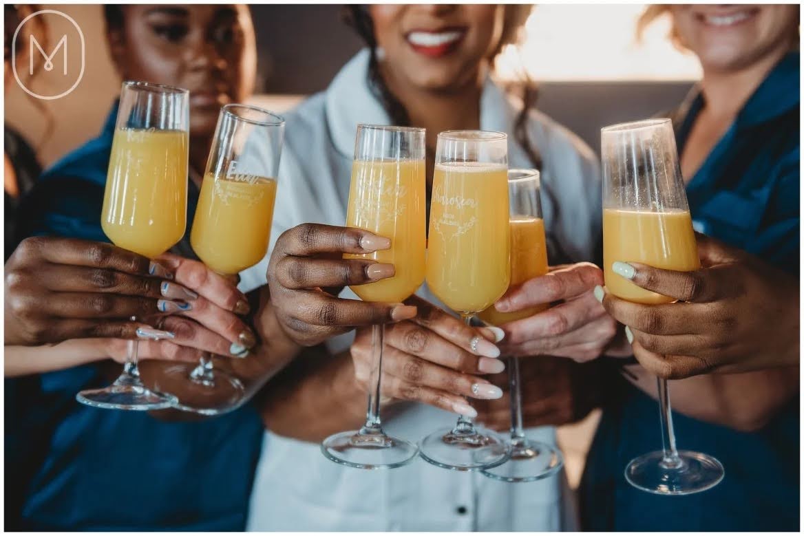 bridal party cheers pre-ceremony