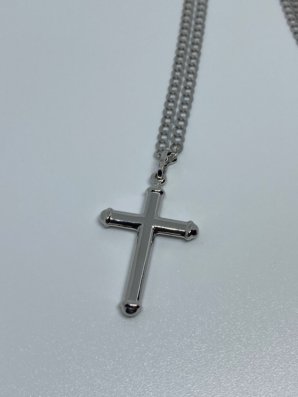 Thumbnail: 20" White Gold Cross Pendant