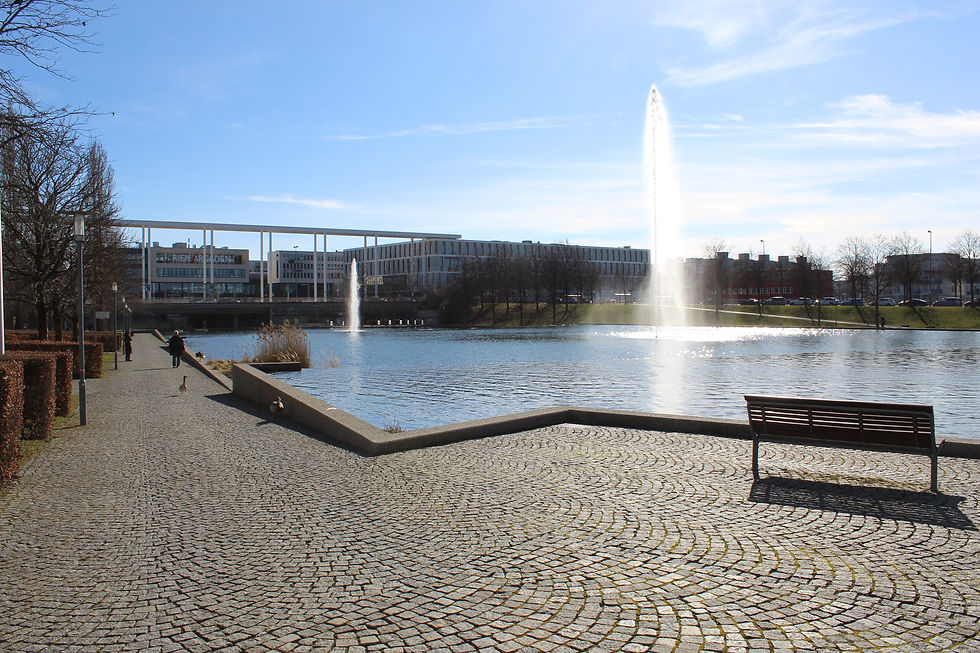 water feature outside venue