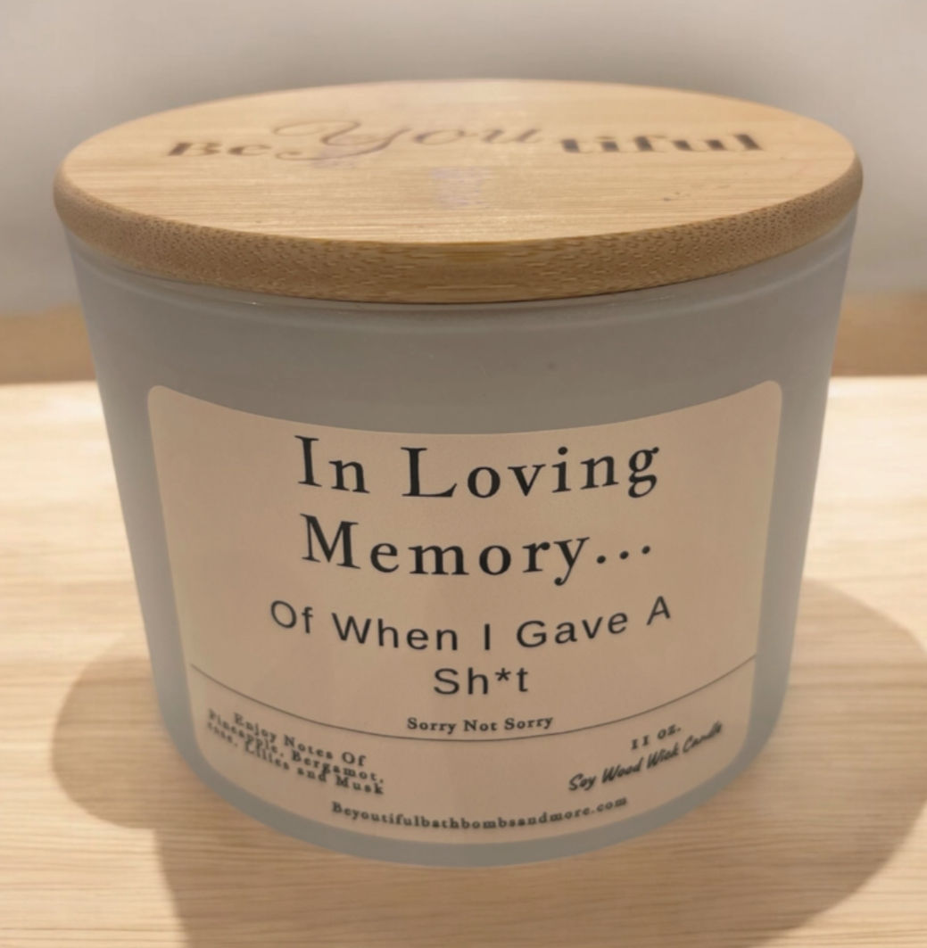 🍷 In Loving Memory of When I Gave a Sh*t – Sassy Soy Wood Wick Candle