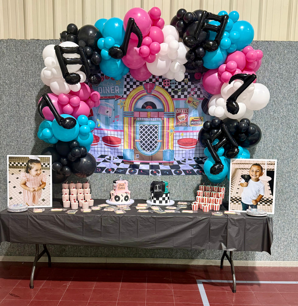 50’s theme Organic Balloon Garland