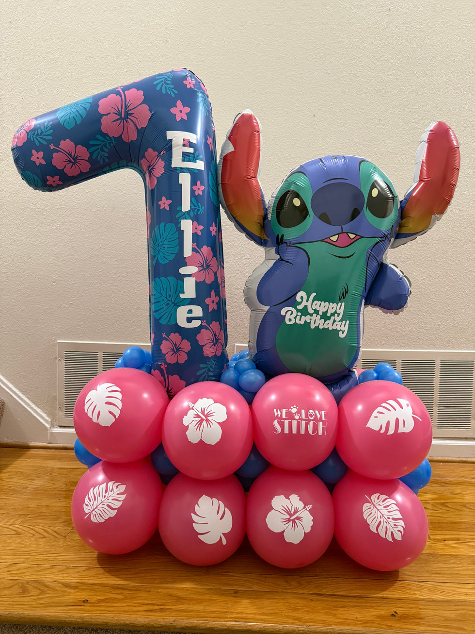 Lilo & Stitch Theme Number Seven Balloon Number Stack