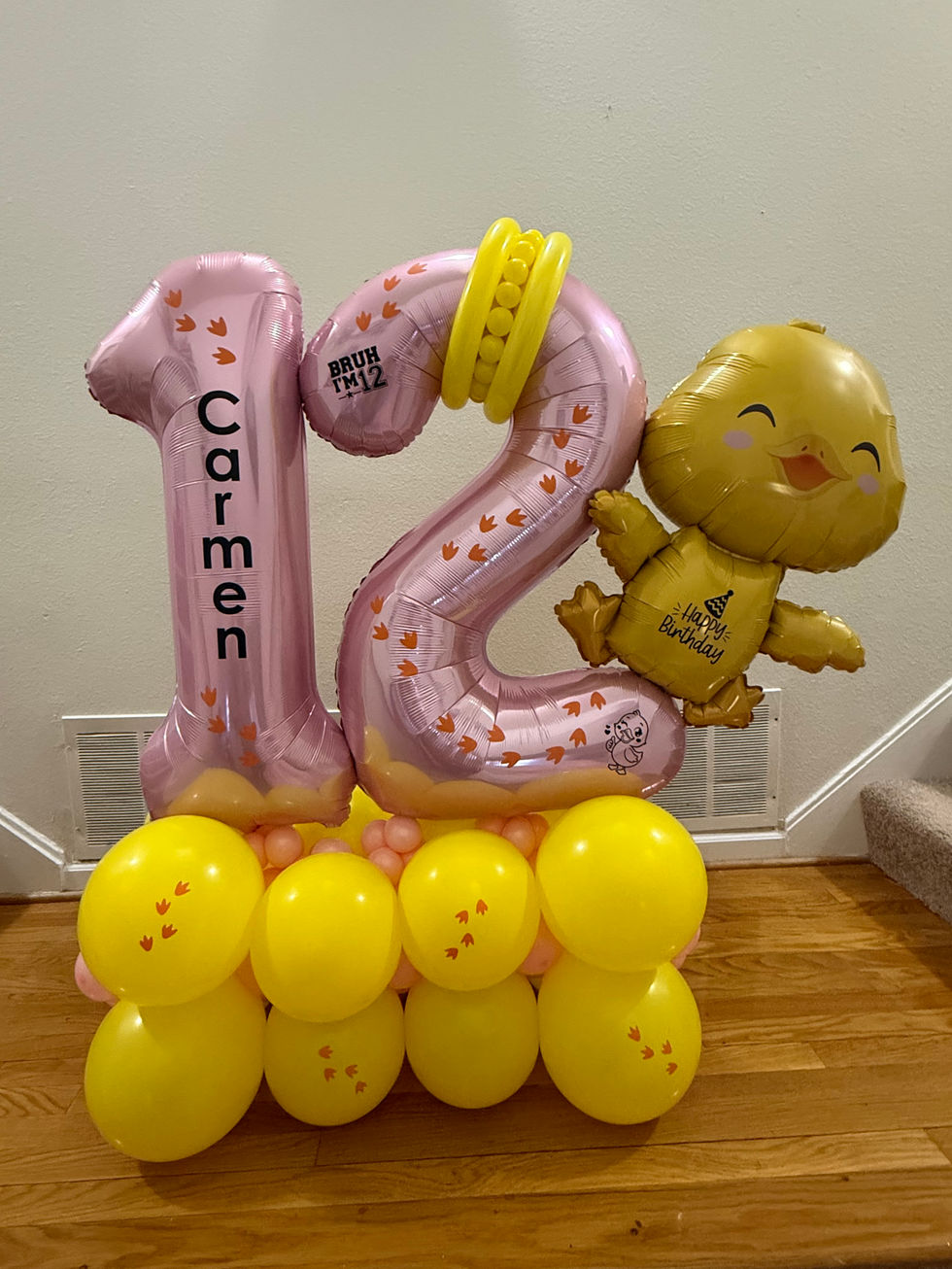 Duck Theme Number Twelve Balloon Number Stack
