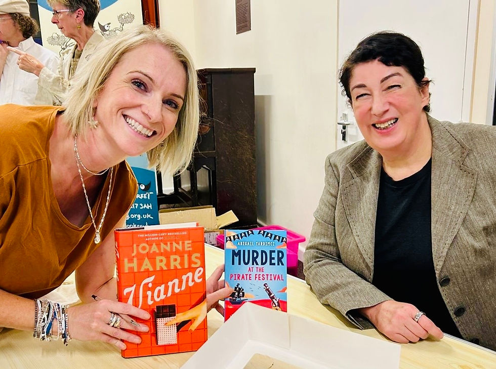 Authors Abigail Yardimci and Joanne Harris meet for the first time