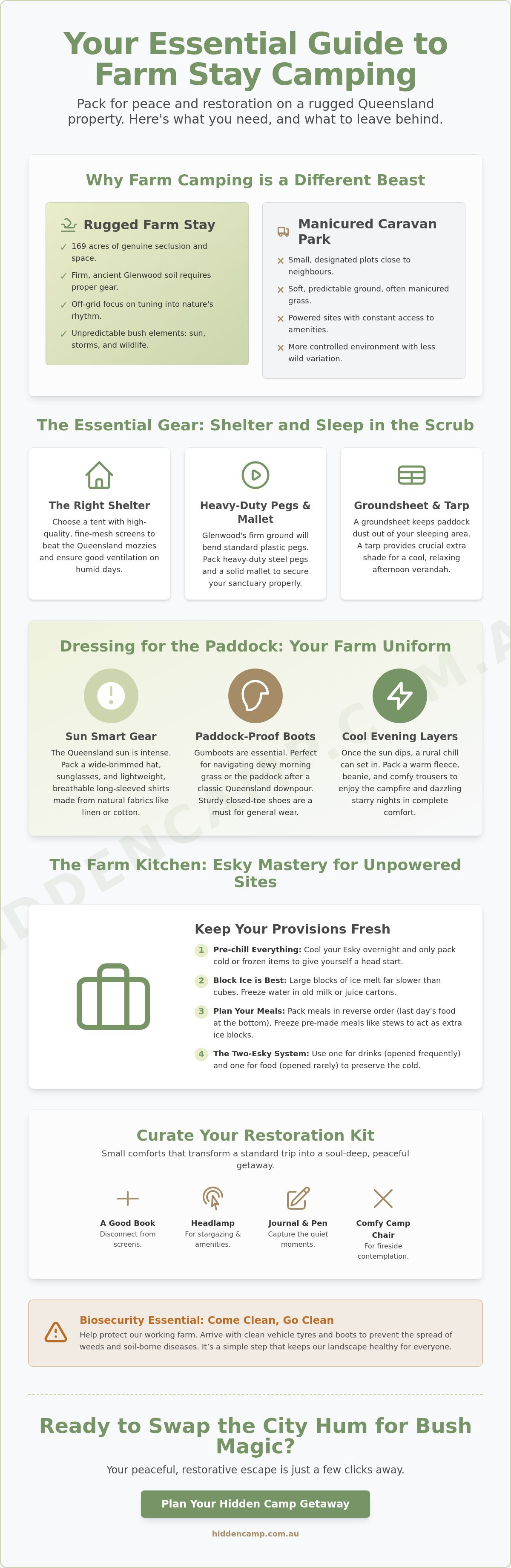 What to pack for farm stay camping