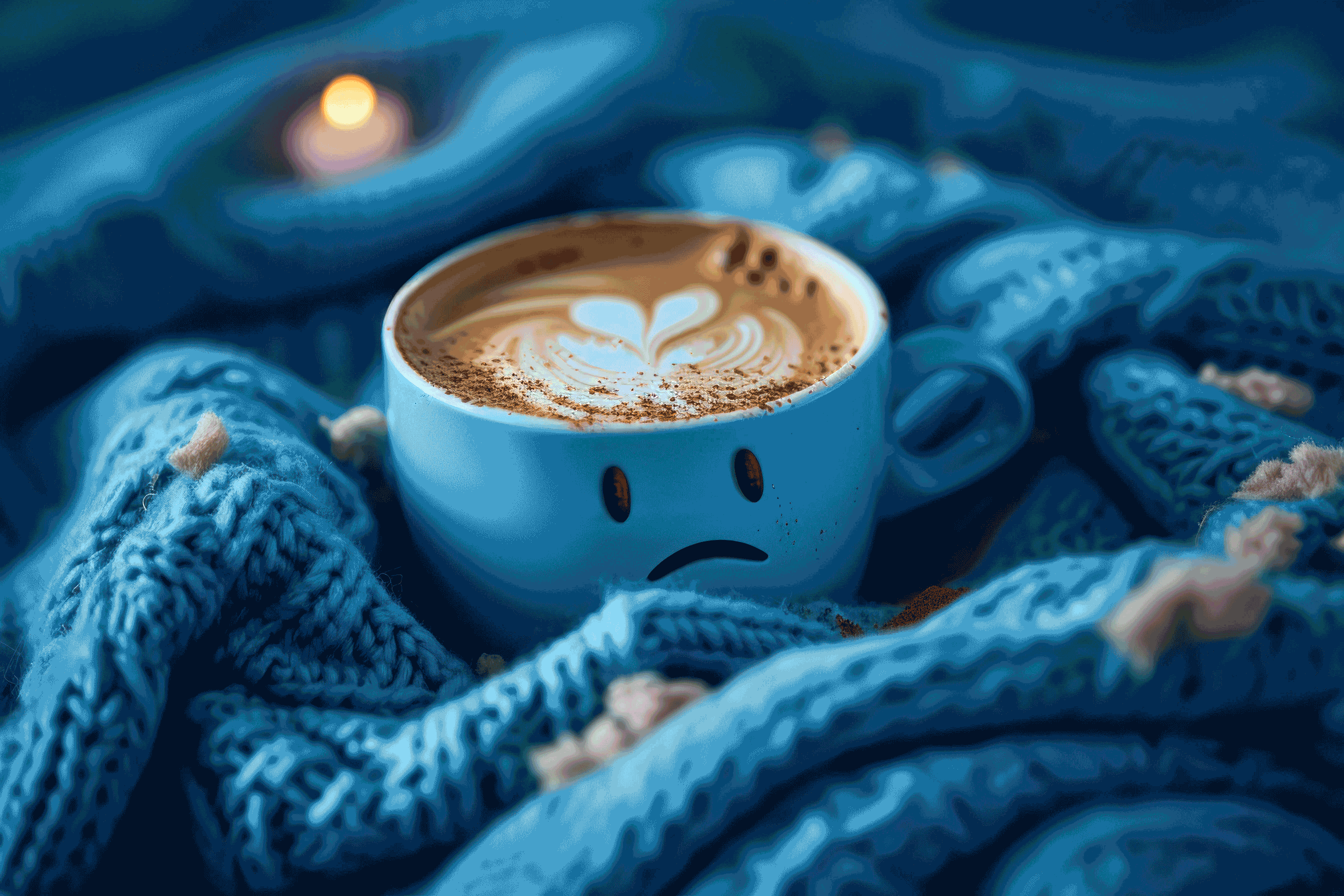 A coffee cup with a happy and then sad face representing the worst day ever at work