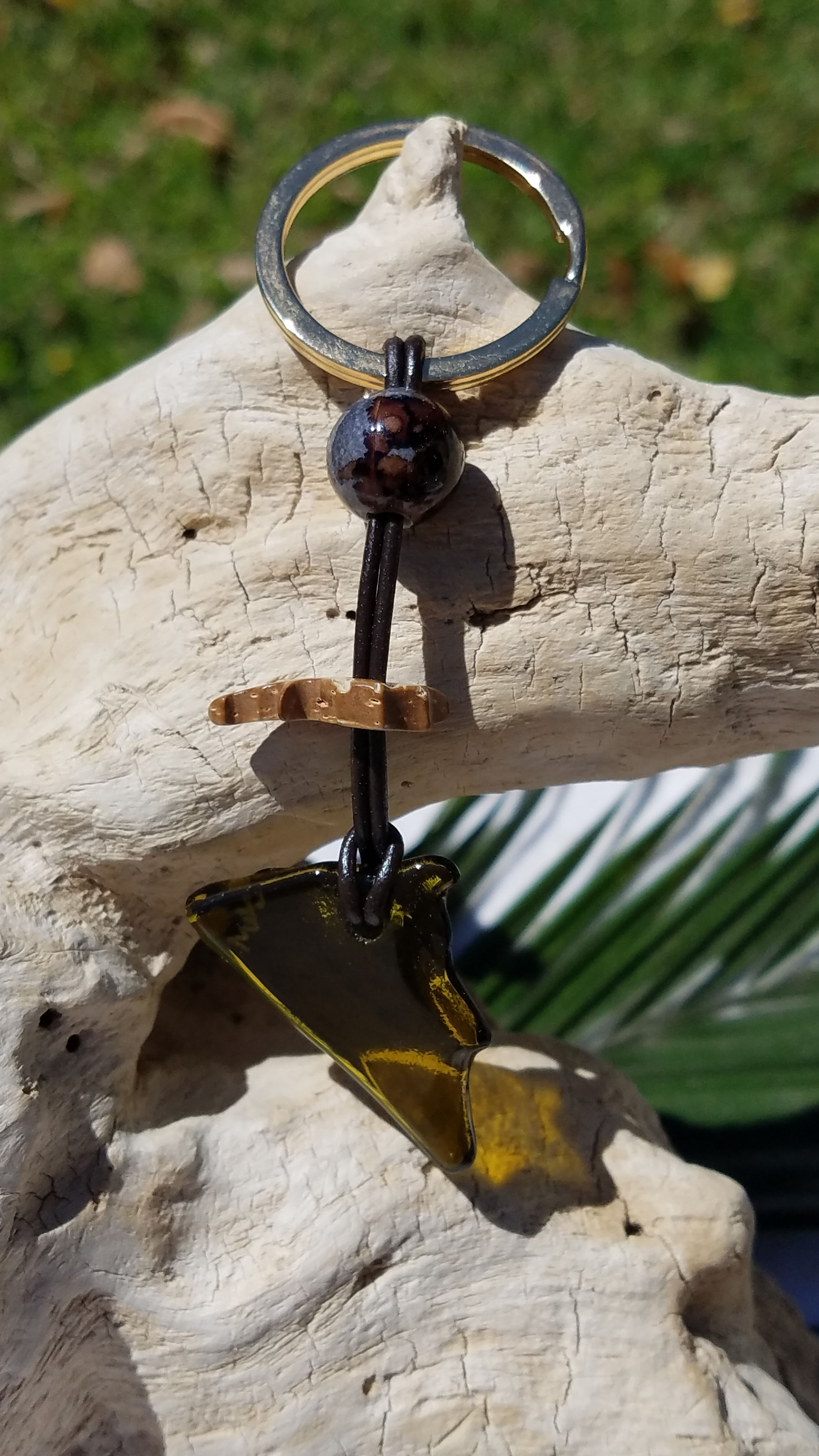 Fired Amber Glass Key Ring 2