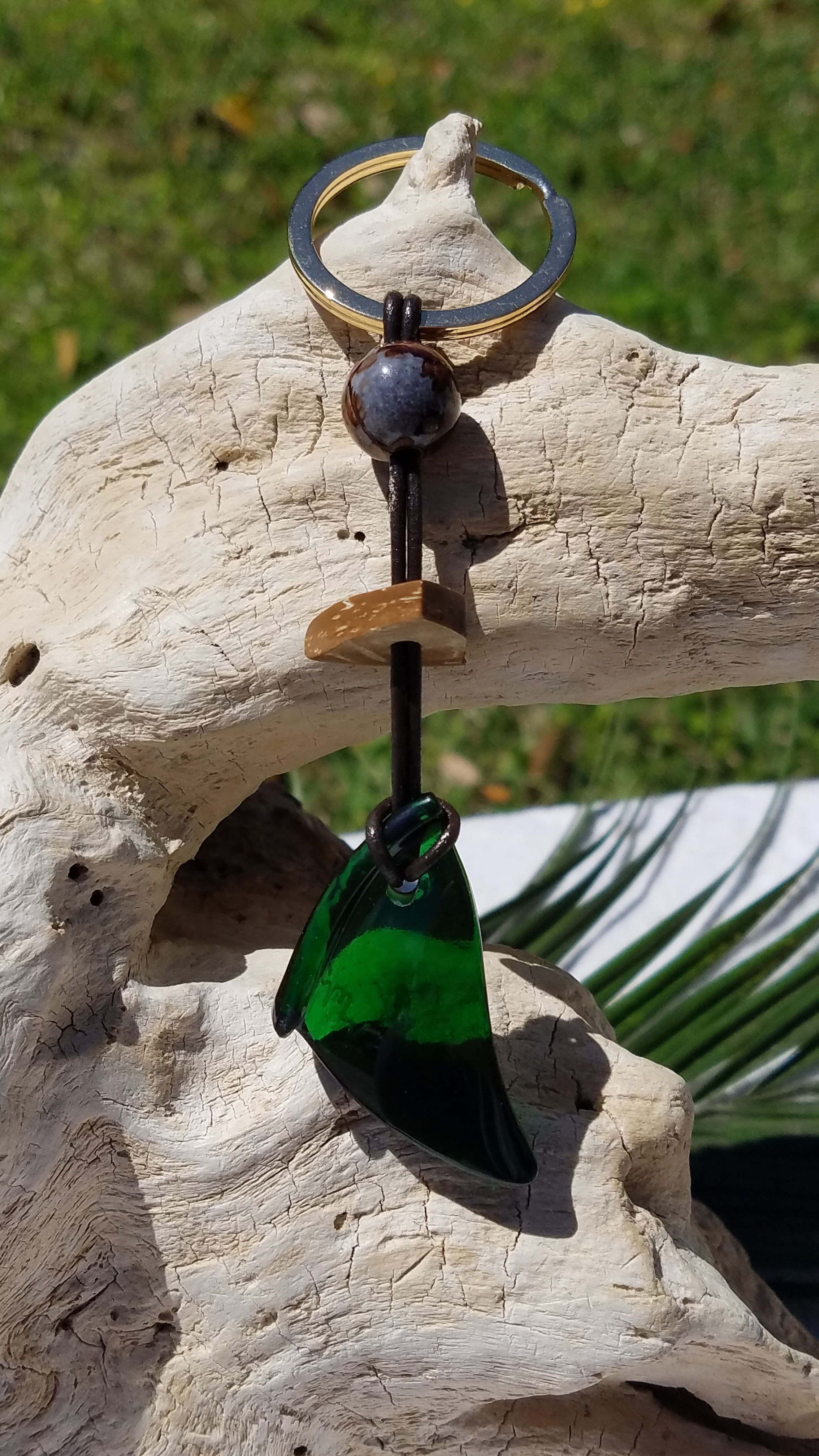 Fired Green Glass Key Ring 6