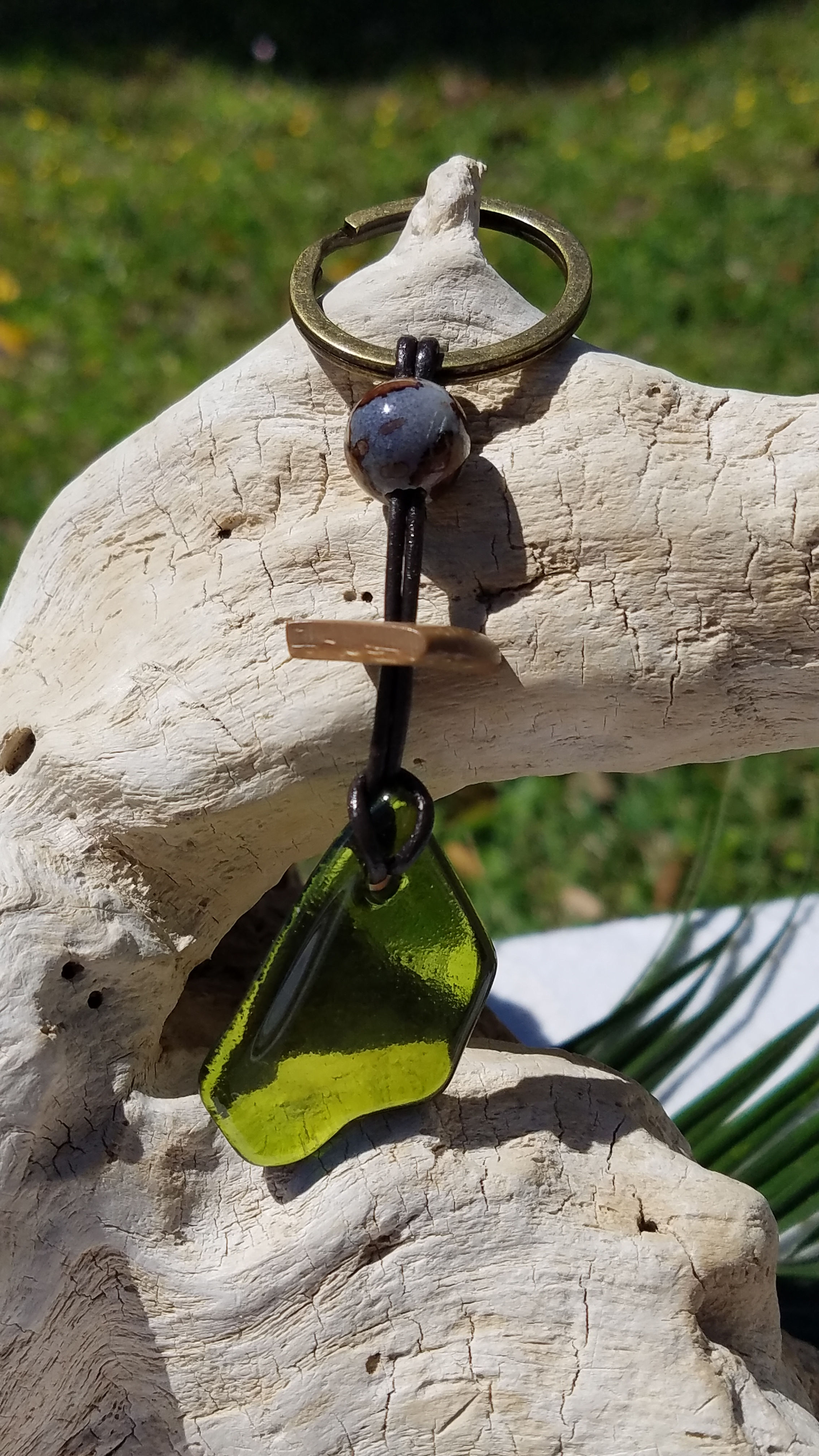 Fired Green Glass Key Ring 3