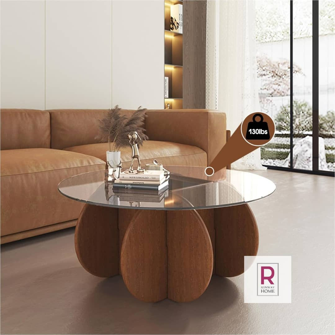 Table basse ronde bois vert 