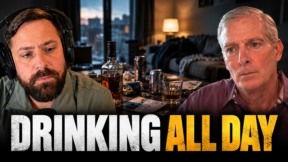 Brad connecting with Mike Lassman with the text drinking all day for the sober motivation podcast.