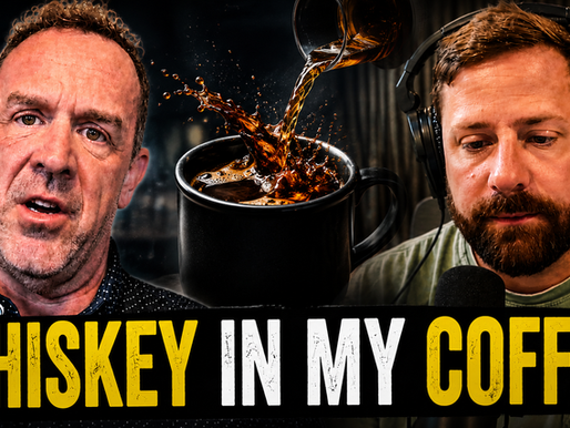 Brad connecting with Jason on the sober motivation podcast talking about waking up to whiskey in his coffee.