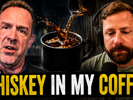 Brad connecting with Jason on the sober motivation podcast talking about waking up to whiskey in his coffee.
