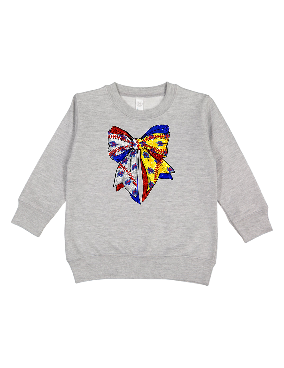 Thumbnail: TODDLER Hays HS Hawks DUAL Varsity Coquette Bow Sweatshirt