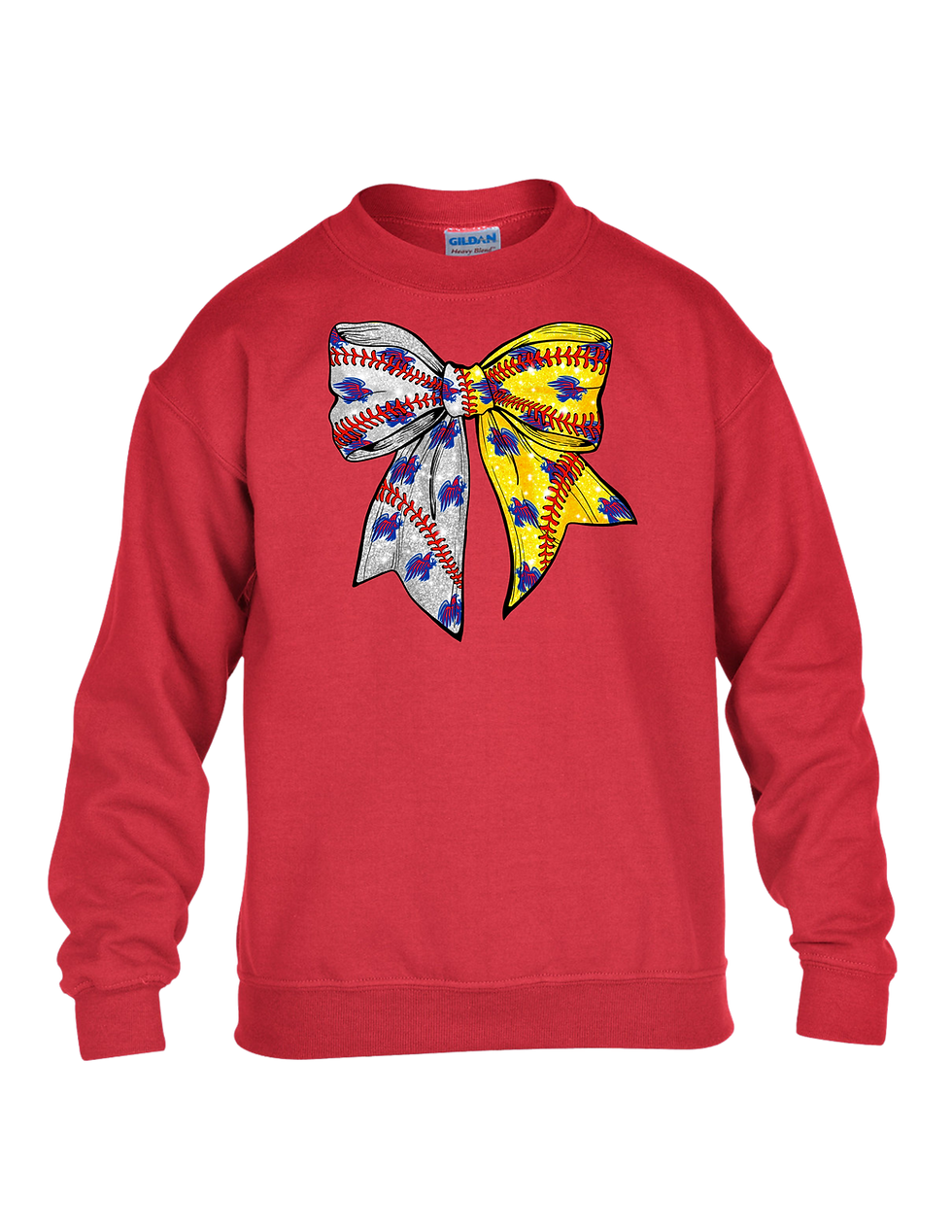 Thumbnail: YOUTH Hays HS Hawks DUAL Coquette Bow Sweatshirt