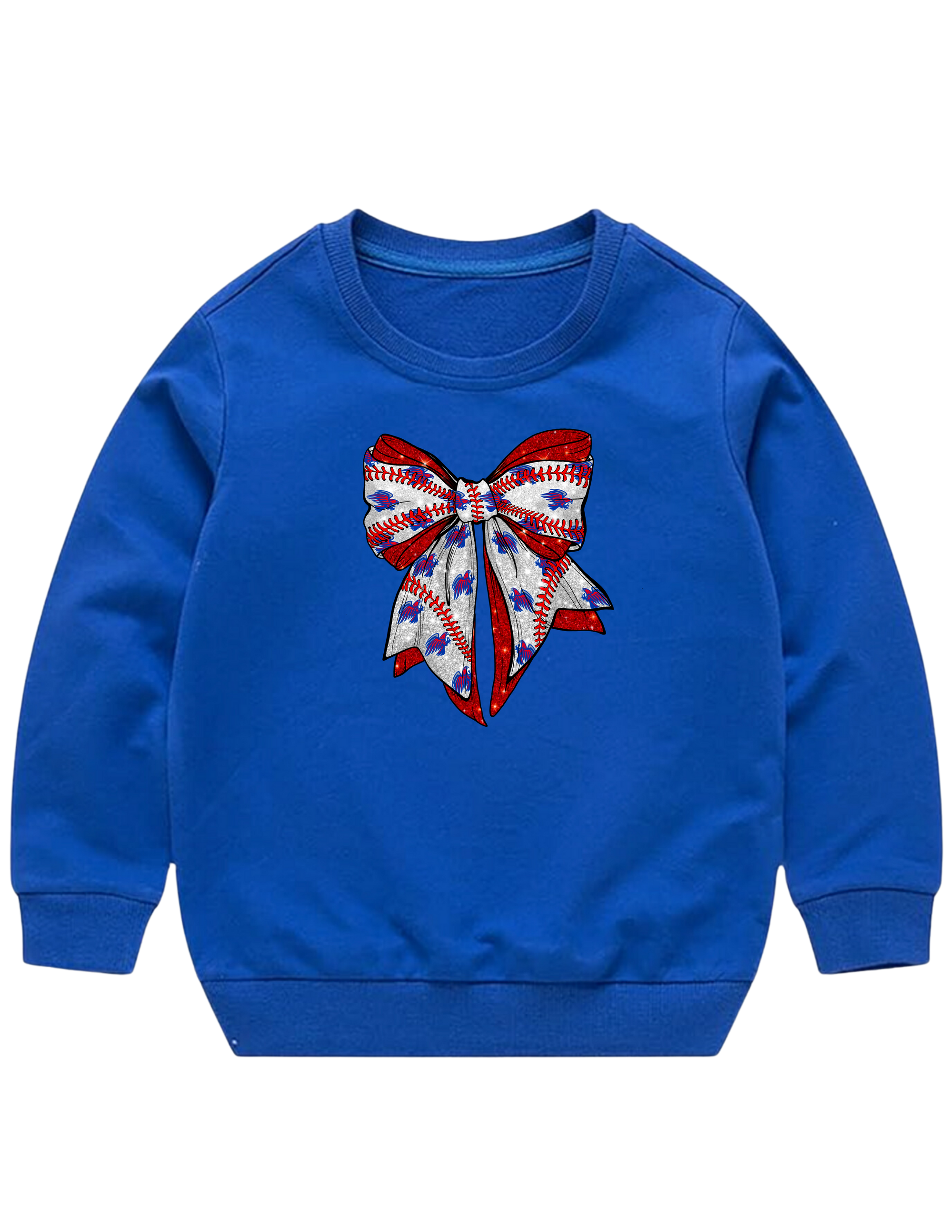 TODDLER Hays HS Hawks JV Red Baseball Coquette Bow Sweatshirt
