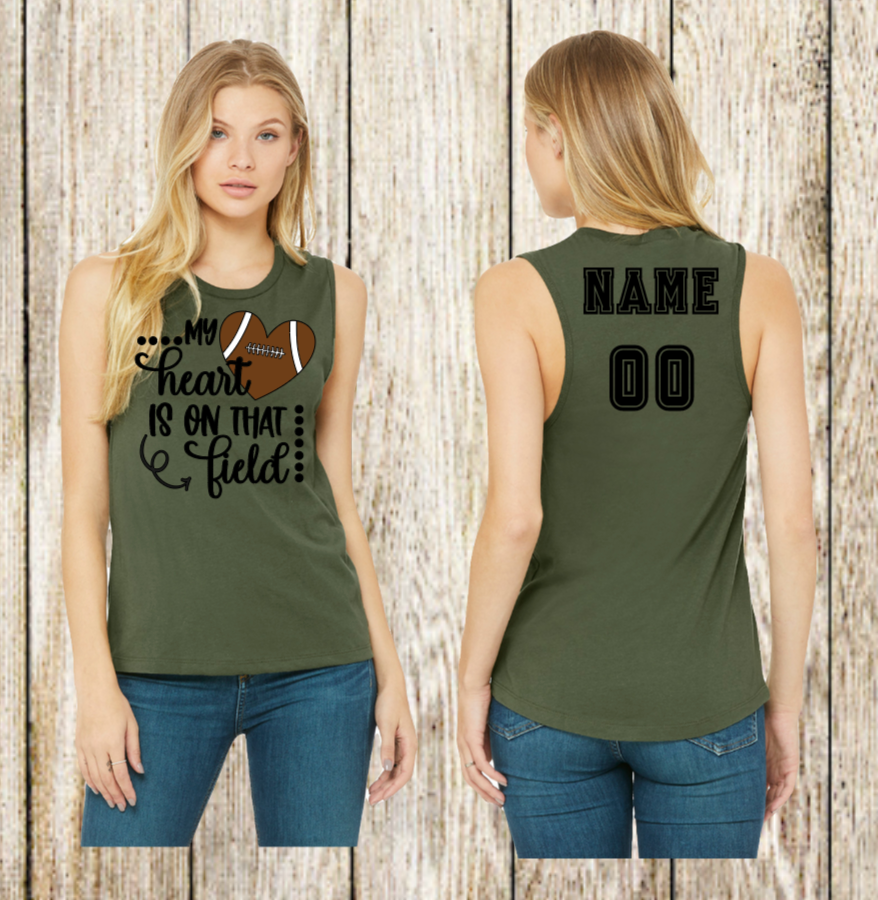 Thumbnail: "My Heart Is On That Field" Adult Muscle Tank Top