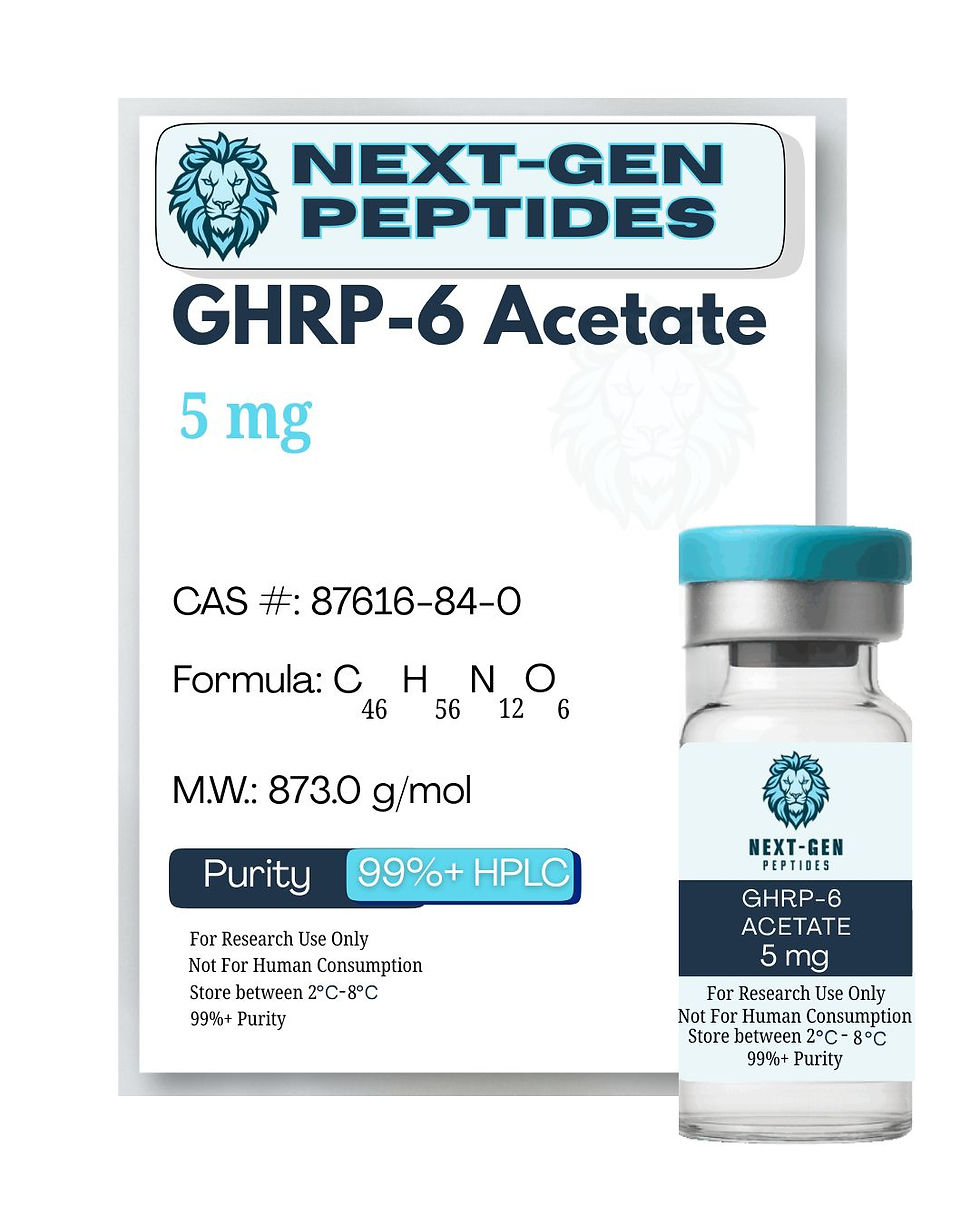Thumbnail: Next-Gen Peptides GHRP-6 Acetate 5mg (Growth Hormone Releasing Peptide-6) 