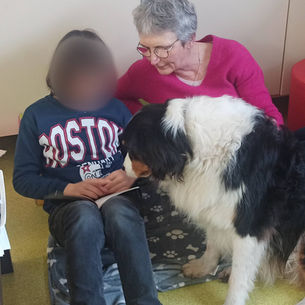 Séance LAC "Lire Avec le Chien" pour Moïra École Musy à HOUPLINES classe ULIS