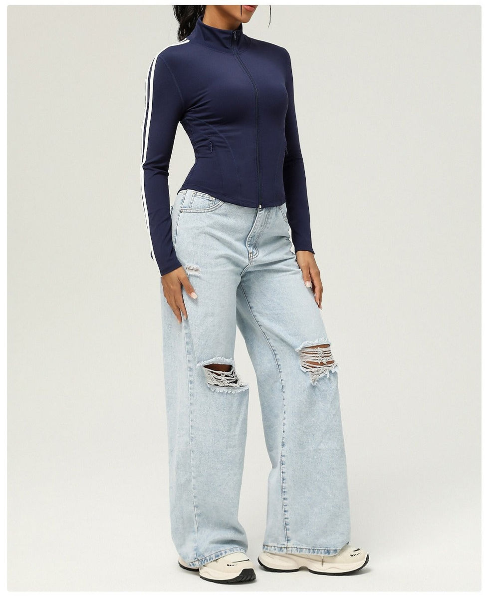 Thumbnail: Tara Stripy Longsleeve Zip Top