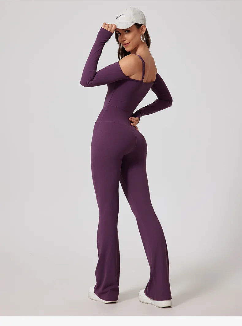 Thumbnail: Lua Off Shoulder Flared Jumpsuit