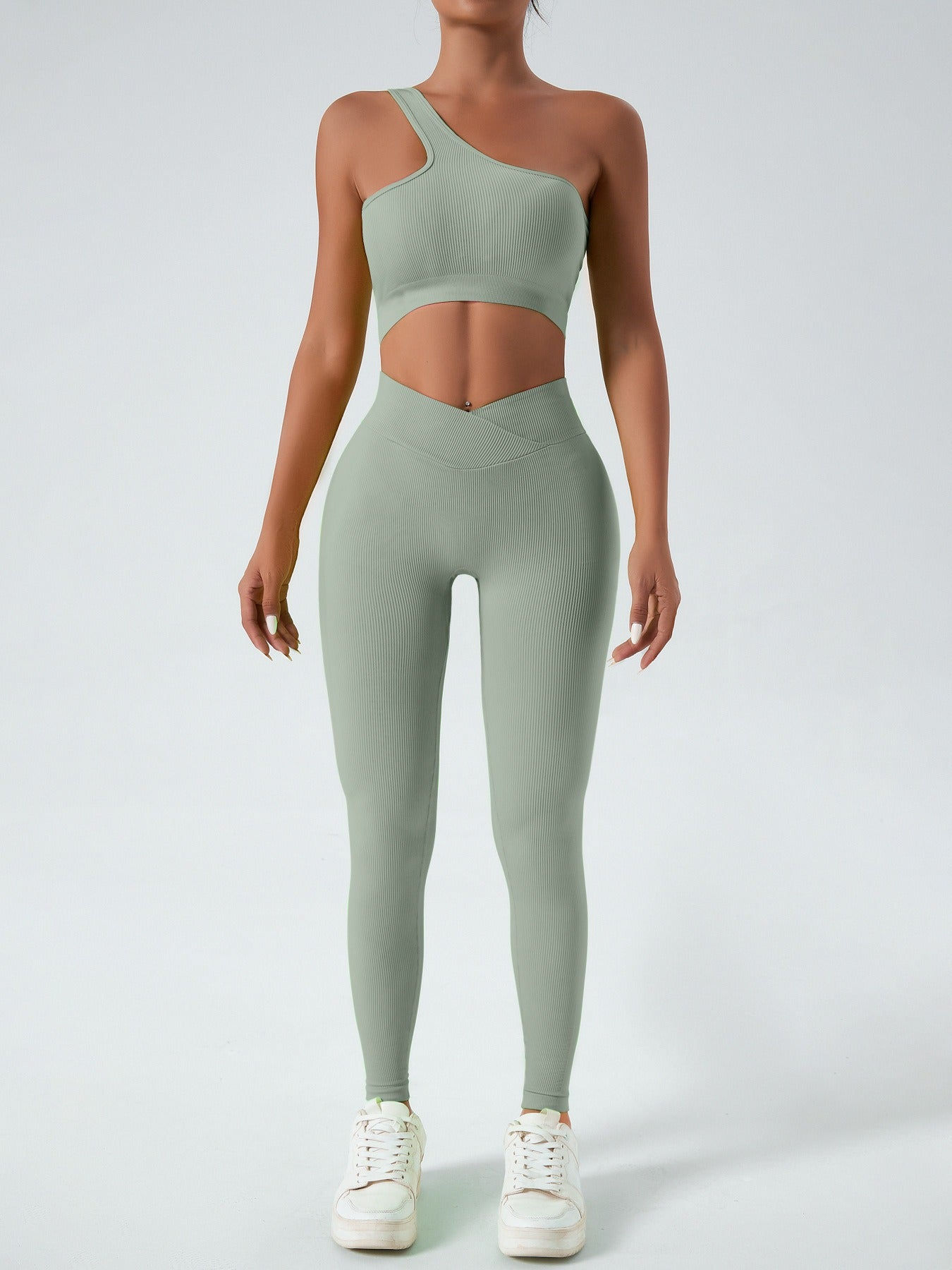Nicola Asymmetric Bra Top & Leggings Set