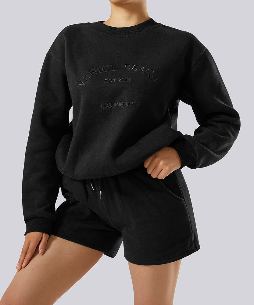 Thumbnail: Amira Lounge Longsleeve Top & Shorts Set