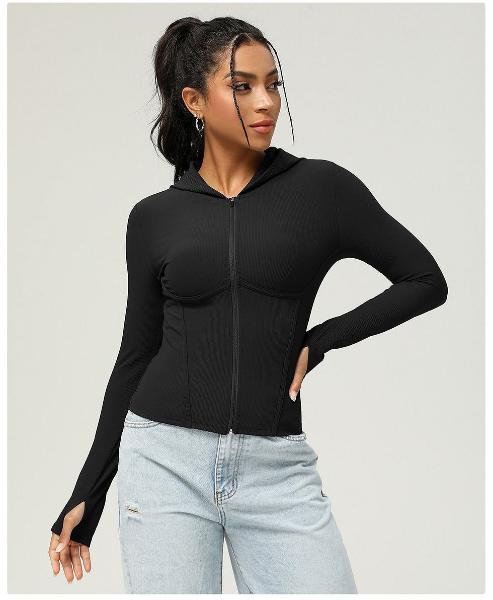 Thumbnail: Amaris Ribbed Zip Up Longsleeve Top