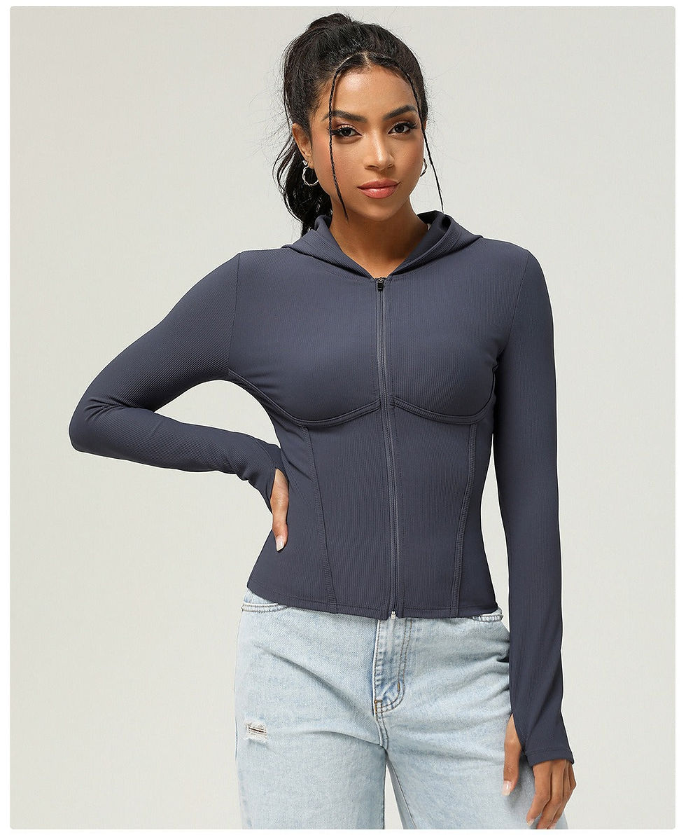 Thumbnail: Amaris Ribbed Zip Up Longsleeve Top