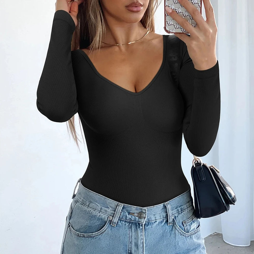 Thumbnail: Longsleeve Ribbed Shapewear Bodysuit