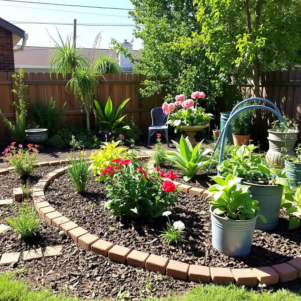Lush garden with low-cost plants