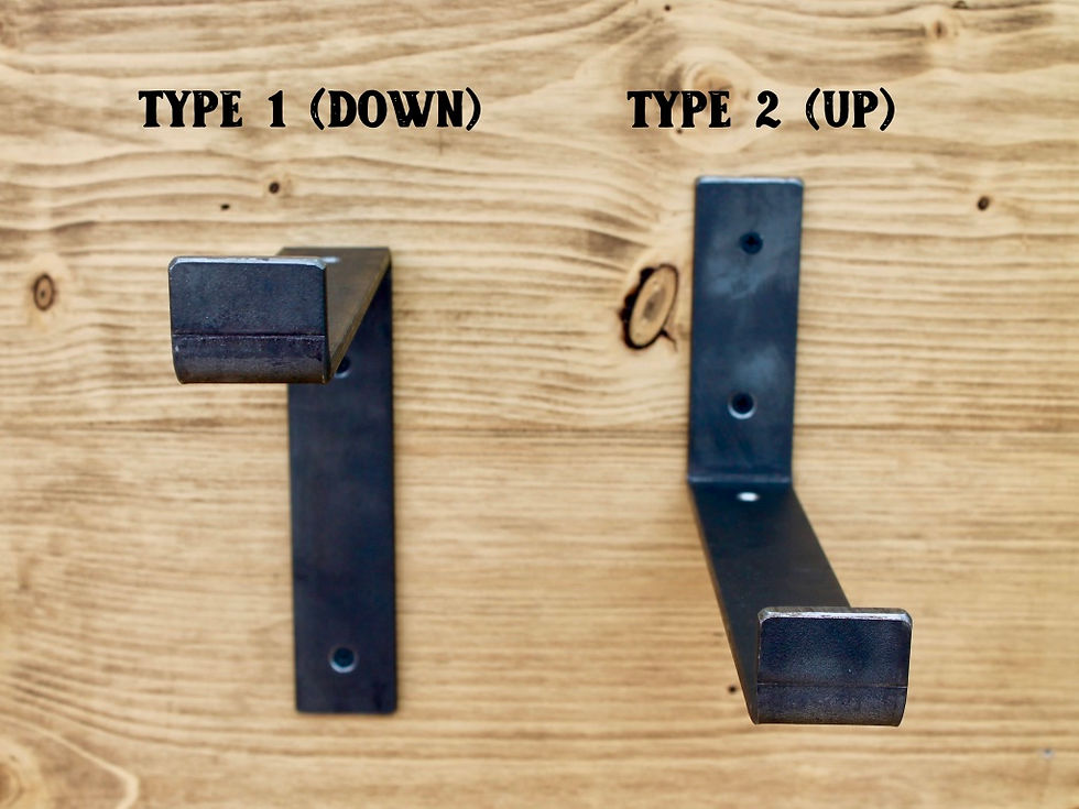 Thumbnail: Pair of rustic shelves with steel brackets dimensions