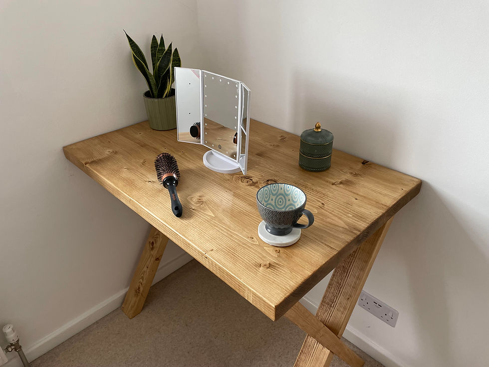 Thumbnail: Dressing Table On Solid Wood X Frame Legs