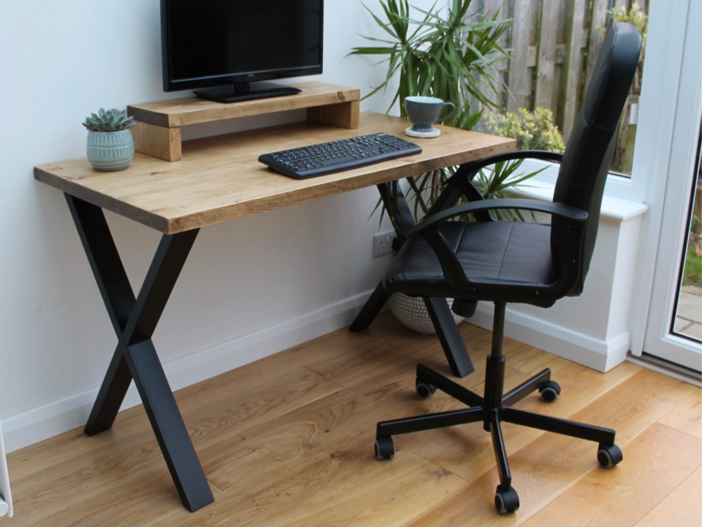 Desk On Steel X Frame Legs Custom Made