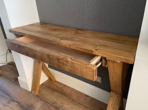 Thumbnail: Console Table With Drawer On Solid Wood X Frame Legs 75cm or 90cm Tall